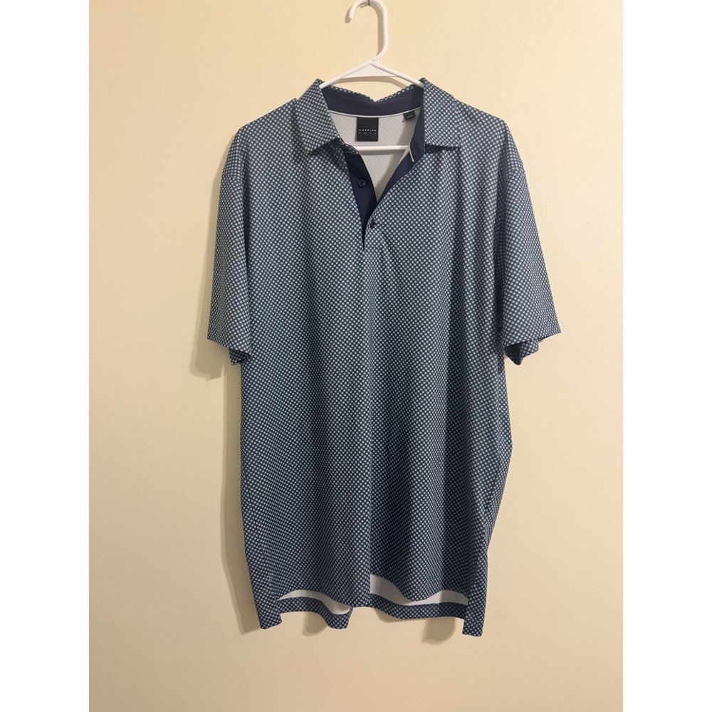 Dunning Golf Shirt Mens Large Blue Striped Stretch‎ Short Sleeve Golf Polo L